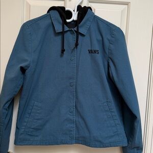 Vans sz S blue Jacket Coat w black contrast hood - boxy cropped